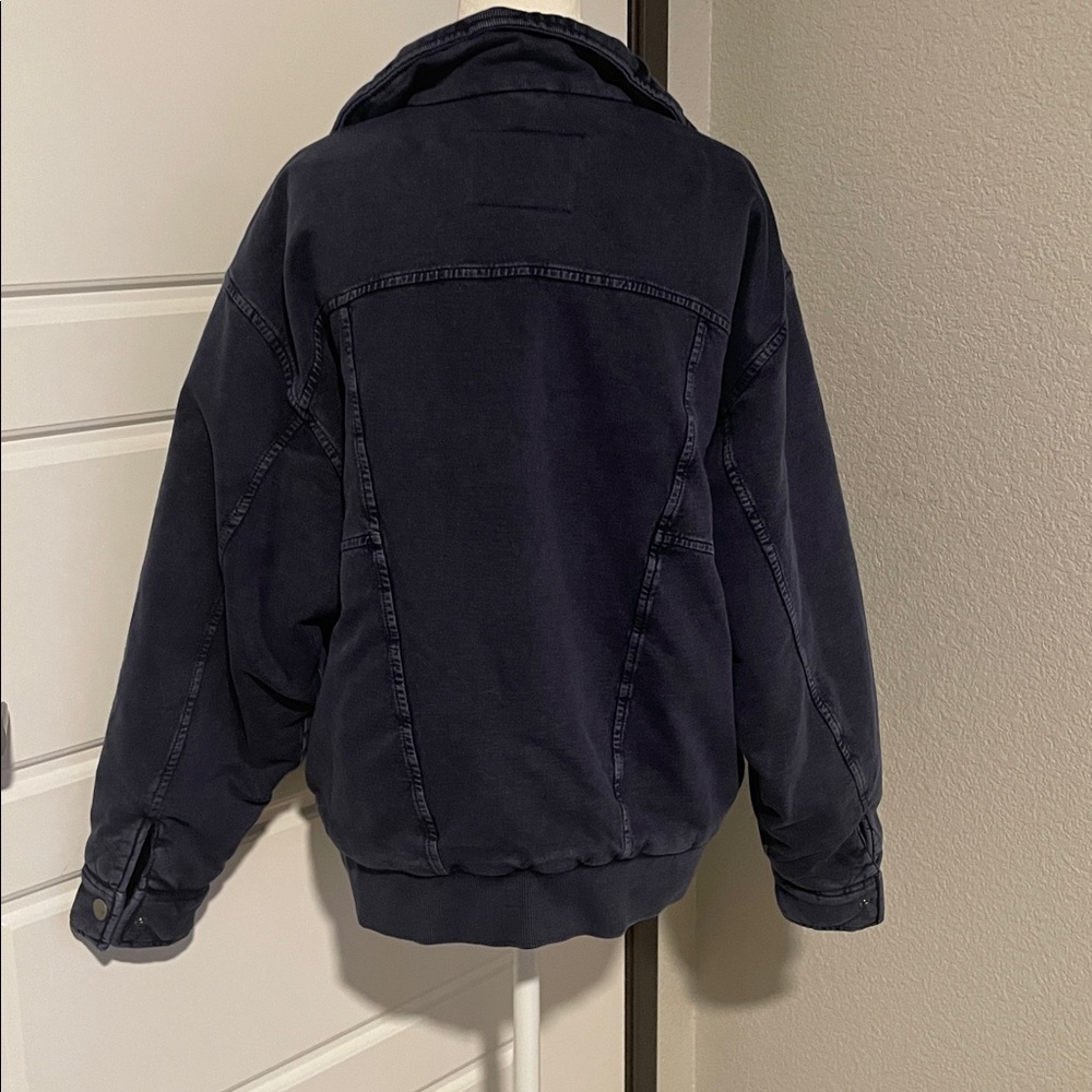 Anthropologie Pilcro Washed Navy Quilted Bomber Jacket Like New 
Size Small - Picture 12 of 12